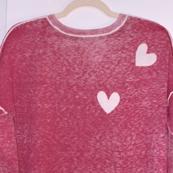 IN2 BY INCASHMERE Hearts Faded Red Cashmere Blend Sweater - Picture 13 of 14